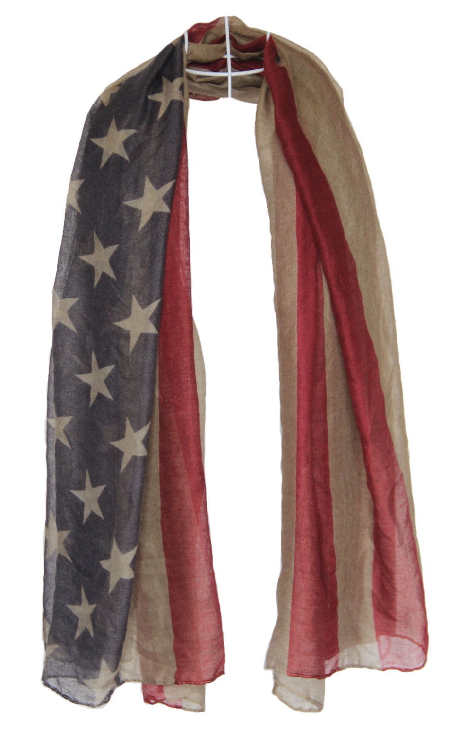 US Flag Scarf / Large American Flag Square Scarf Vintage Feel
