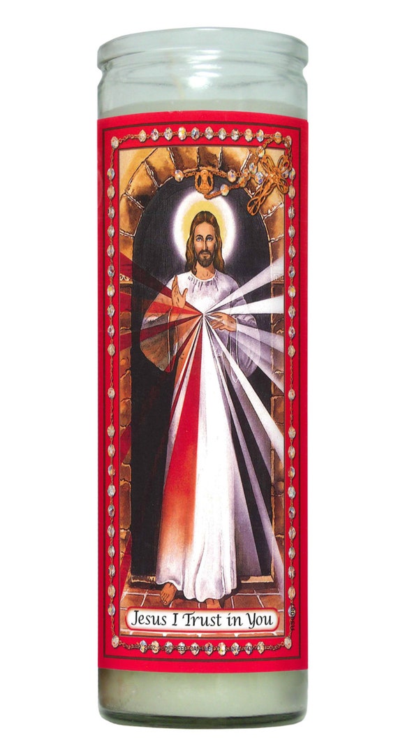 Divine Mercy Religious Prayer Candle / La Divina Misericordia