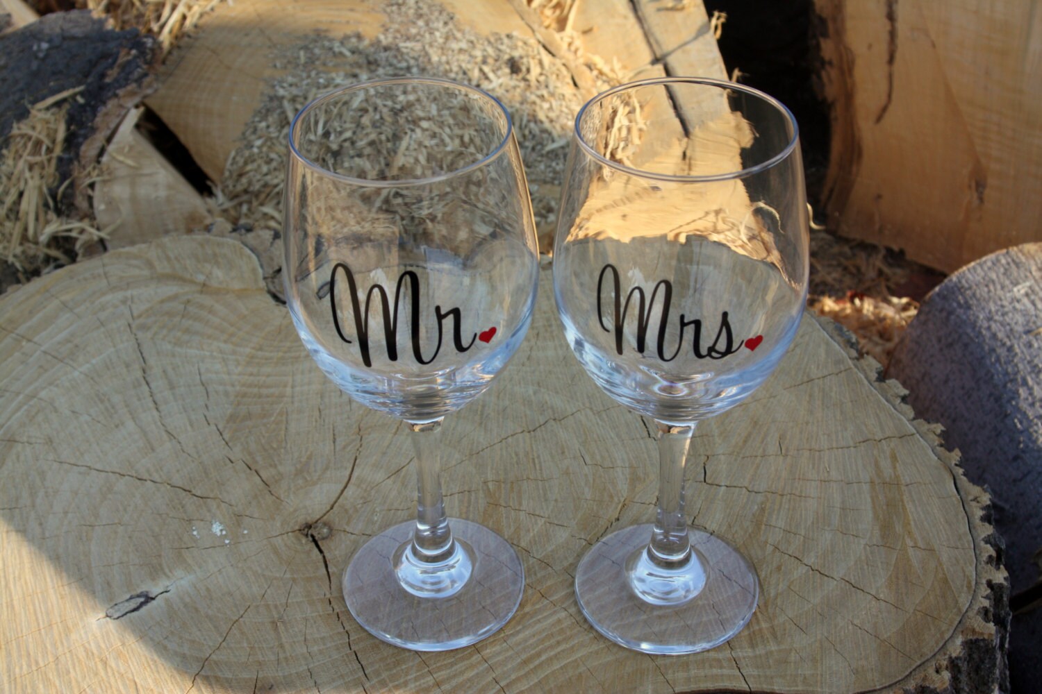Mr. and Mrs. Extra Large Wine Glasses. Engagement or by JcDezigns