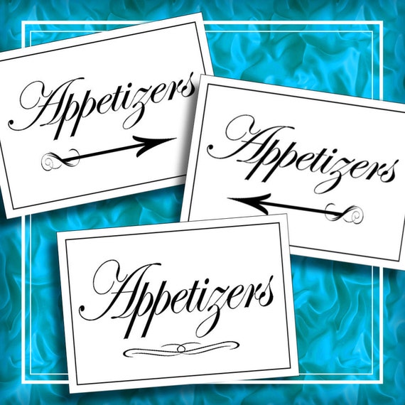 Appetizers Table Signs Wedding Tables Signs Party Table by iDoDiY