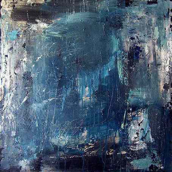 Blue abstract painting / Minimalist color field large modern art / Made to order / 44x44 / ELSTON