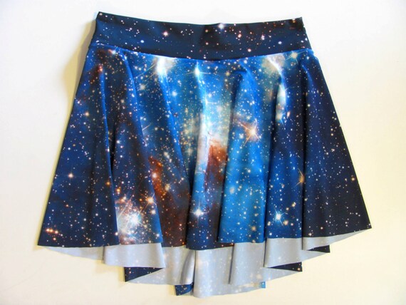 Galaxy Circle Skater Skirt Blue Spandex Actual Space by NerdyLegs