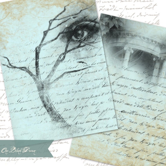 Book Of Shadows Halloween Witches ATC Backgrounds or Tags Set 1 Printable Digital Collage Sheet Instant Download