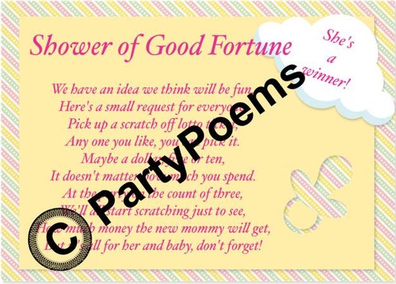 Items similar to Lotto Ticket Baby Shower Poem - Insert to be included ...