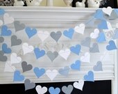 Paper garland, Heart Garland, Baby boy decorations, bridal shower decorations, Wedding Garland, wedding Decor, You pick the color Il_170x135