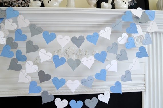 Blue And White Decorations silver blue white heart garland baby boy decorations bridal Blue And White Decorations silver blue white heart garland baby boy decorations bridal