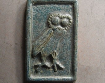 greek owl tile glazed light green