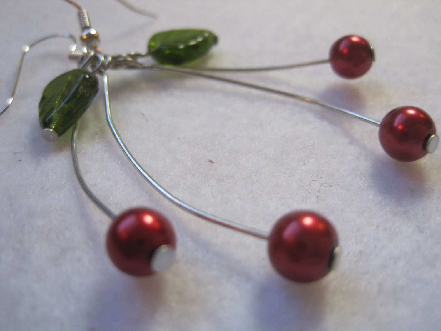 beaded cherry earrings