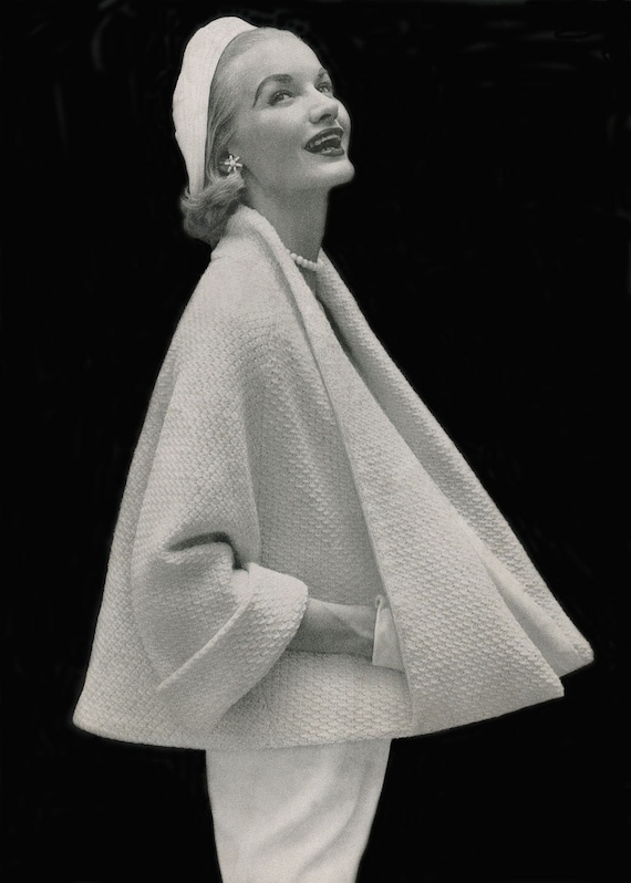 KNITTING PATTERN Vintage 1950s Cape Coat Instant Download PDF