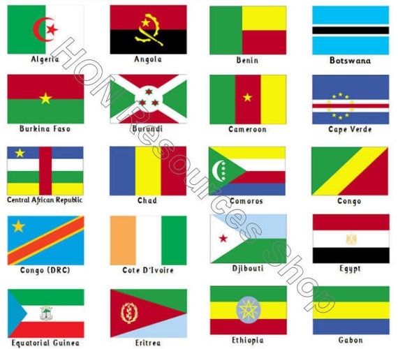 Items similar to Flags of Africa 56 Printable Flash Cards on Etsy