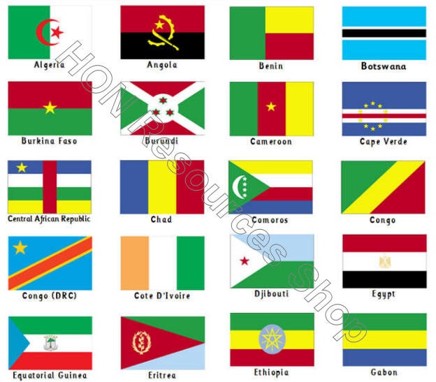 Flags of Africa 56 Printable Flash Cards by
