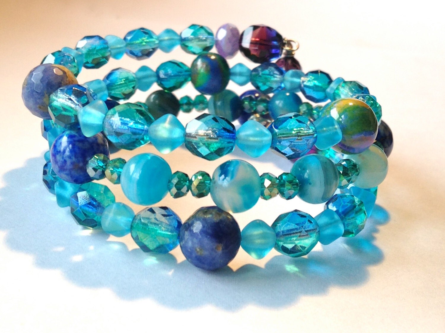 Blue Memory Wire Bracelet