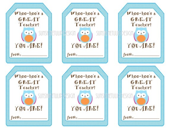 DIY Printable Teacher Appreciation Tags by SunshineTulipdesign