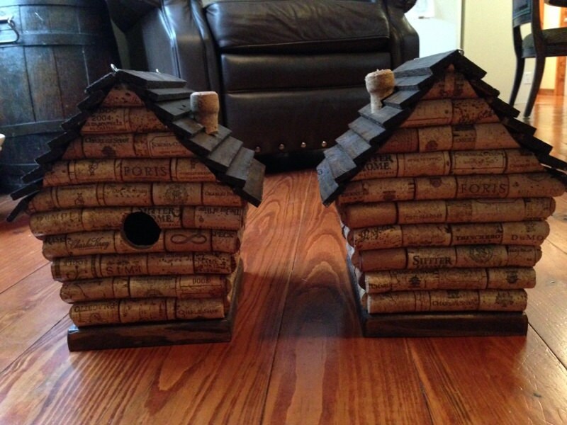 Wine Cork Bird House by CastlesCustoms on Etsy