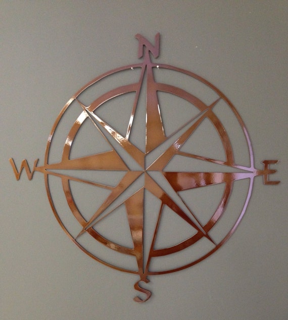Nautical Compass Rose Metal Wall Art 24 Copper Colored