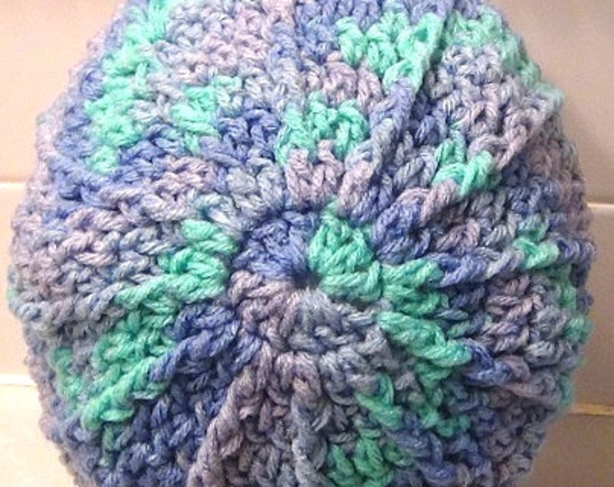 Women's Hat - Womens Slouch Crochet Hat - Blue Aqua Purple Winter Beanie