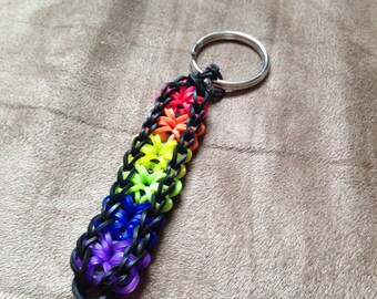 Rainbow loom keychain starburst purple by JewelLotusGifts on Etsy