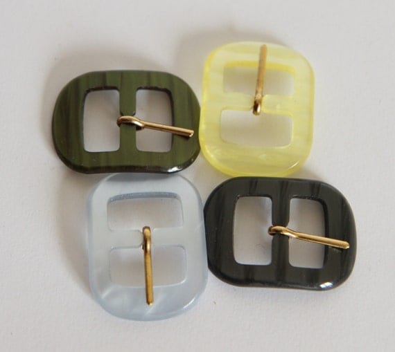 Small Vintage Plastic Belt Buckles in 3 by AgnesVintageButtons