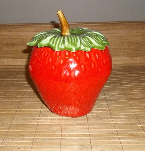 Vintage McCoy 1950s Strawberry Ceramic Cookie Jar