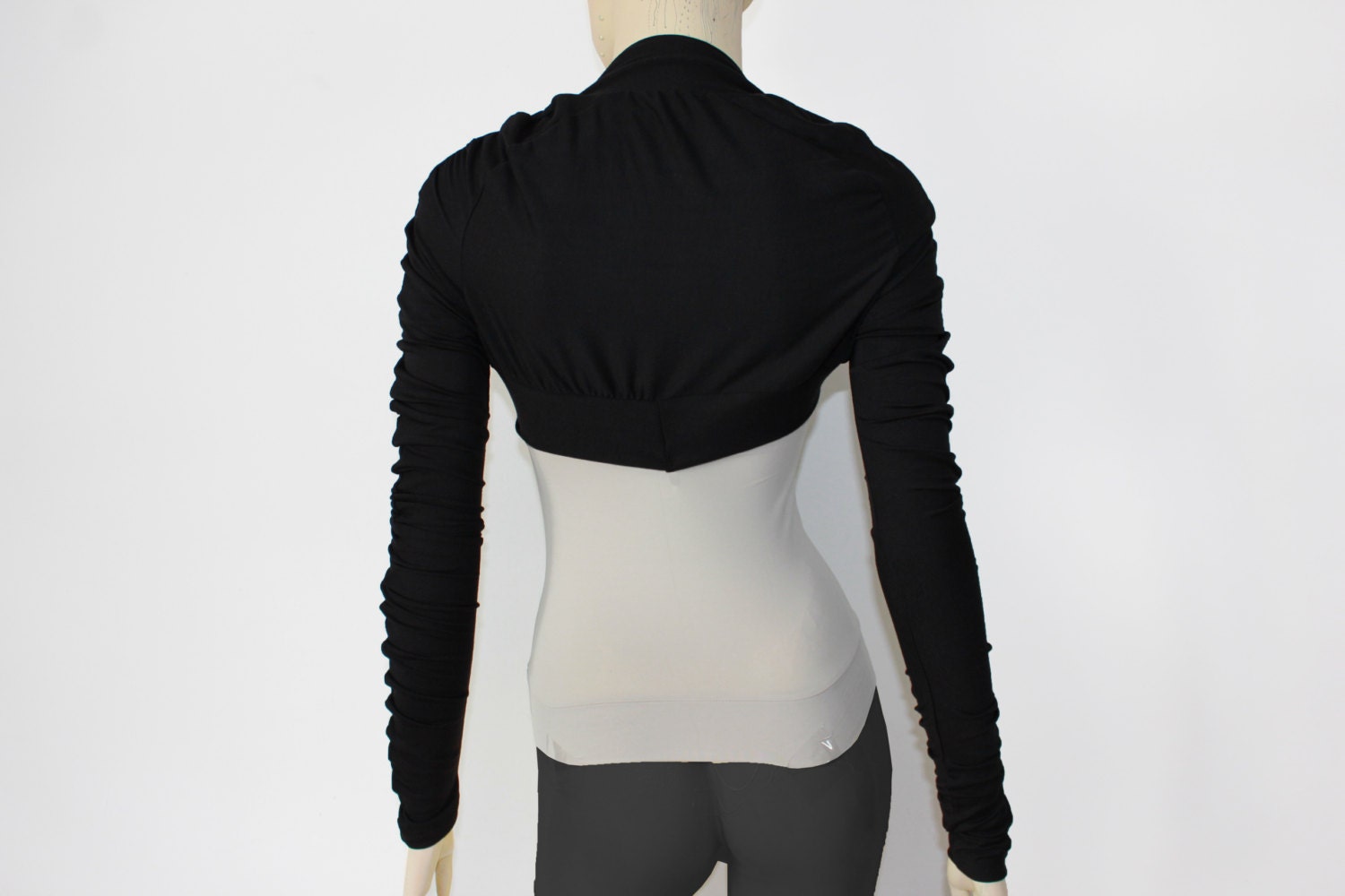 Long sleeve shrug Black jersey bolero for yoga dance & day