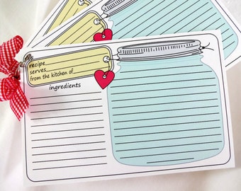 Printable Mason Jar Recipe Cards for a Bridal - Wedding Shower in 4x6 and 5x7 DIY