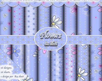 Lilac Flower Papers, digital papers ideal for card making backing paper.