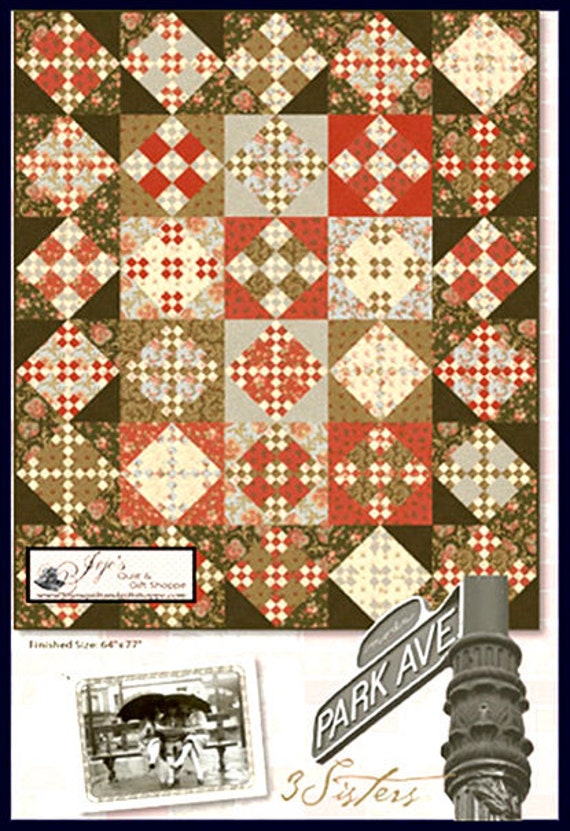 items-similar-to-clearance-park-avenue-quilt-pattern-by-3-sisters-64-x-77-throw-or-bed-size