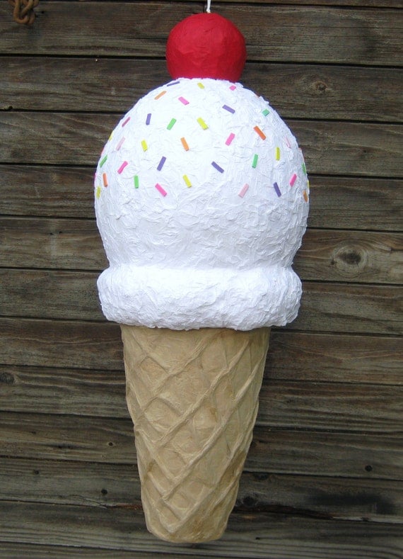 Items similar to Yummy Vanilla Ice Cream Cone Pinata - MADE TO ORDER on ...