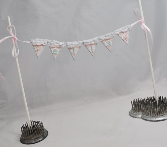 Shabby Chic Cake Bunting Name Banner with Flowers Il_570xn