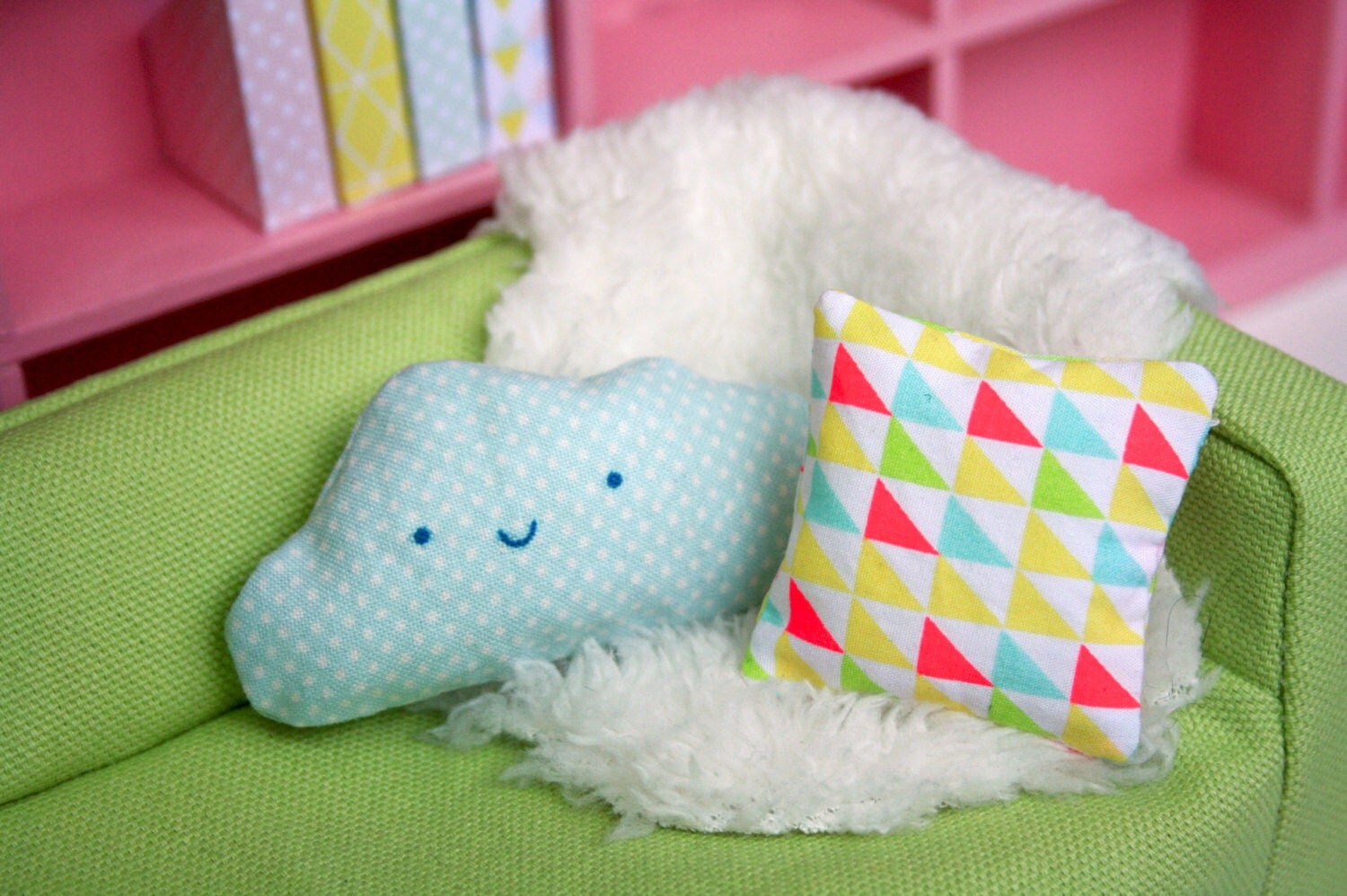 Doll sized throw pillow set