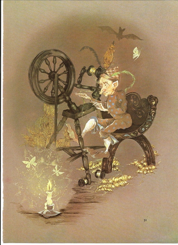 Items similar to Fairy Tale Print Rumpelstiltskin Vintage Print Children's Book Plate