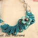 Teal Doodle Freeform Macrame Necklace Free Form Micro Macrame
