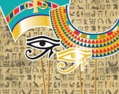 Egyptian King Tut and Queen Nefertiti Printable PHOTOBOOTH PROPS - EDITABLE Text Instant Download Il_170x135