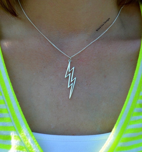 Sterling Silver Lightning Bolt Necklace Steals By Wiredoutdesigns 5386