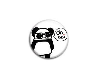 Oh Hai Nerdy Panda Pinback Button
