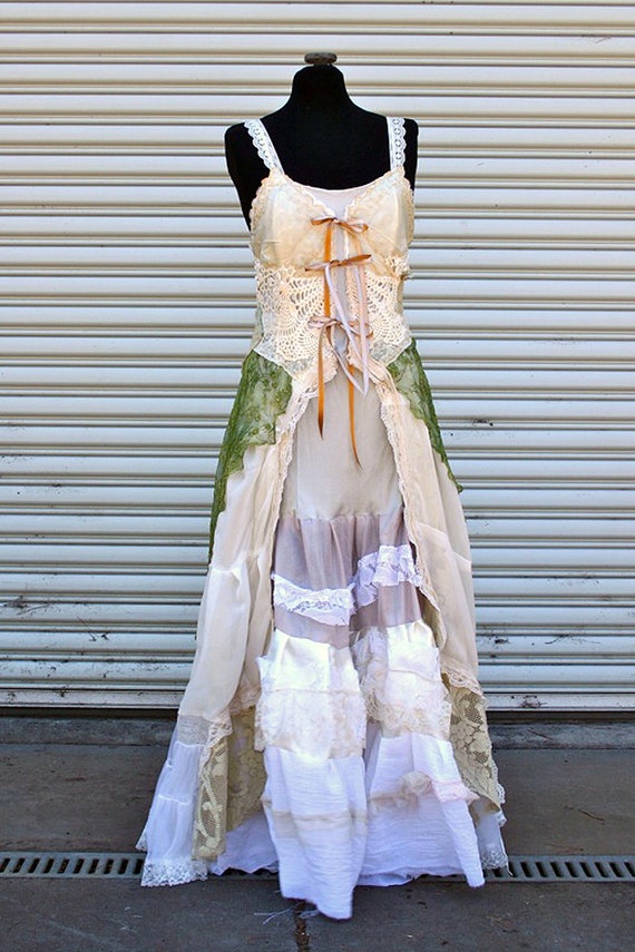 upcycled wedding dress tattered bohemian MORI girl by novelatelier