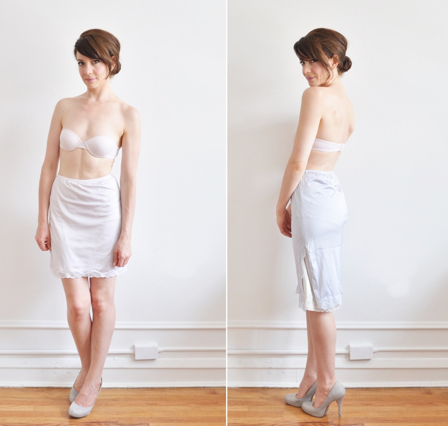 pastel pink purple half slip lot . high waist under skirt