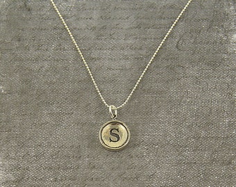 Letter S Necklace - Sterling Silver Initial Typewriter Key Charm Necklace - Gwen Delicious Jewelry Design