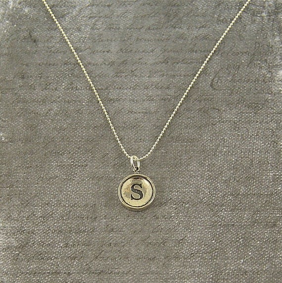 Letter S Necklace Sterling Silver Initial Typewriter Key