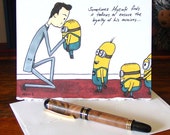 Mycroft Holmes has Minions blank card - Sherlock BBC - Despicable Me