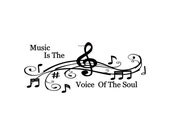 Music Is The Voice Of The Soul - Wall Decal - Vinyl Wall Decals, Wall Decor, Wall Sticker, Wall Quotes, Music Wall Decor