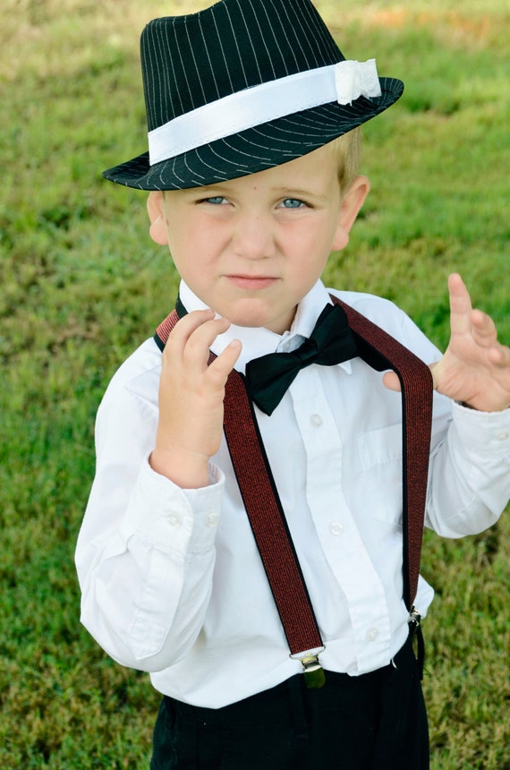 Child Fedora Hat, Suspenders and Bow Tie Boys and Girls Accessory Set ...