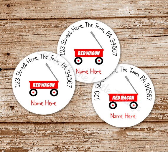 Set of 20 / Red Wagon Return Address Labels, Stickers / Personalized Il_570xn