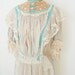 Antique French victorian flapper aqua ribbon tulle lace bodice and skirt set dress