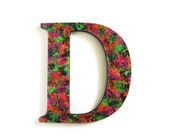 Items similar to Decorative Letter D hand painted in bright neon colors ...