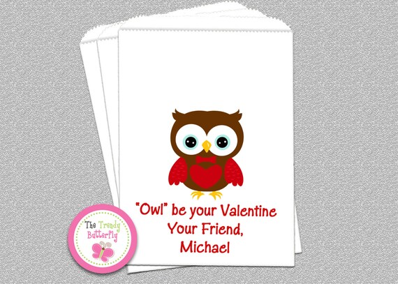 Owl Valentine Day Goody Bags, Candy Bags, Candy Buffet , Party Favor Bag, Set of 24 Il_570xn