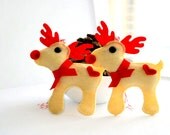 Christmas Rudolph Reindeer Ornament set, 2 Felt Christmas Ornaments -A321 Il_170x135