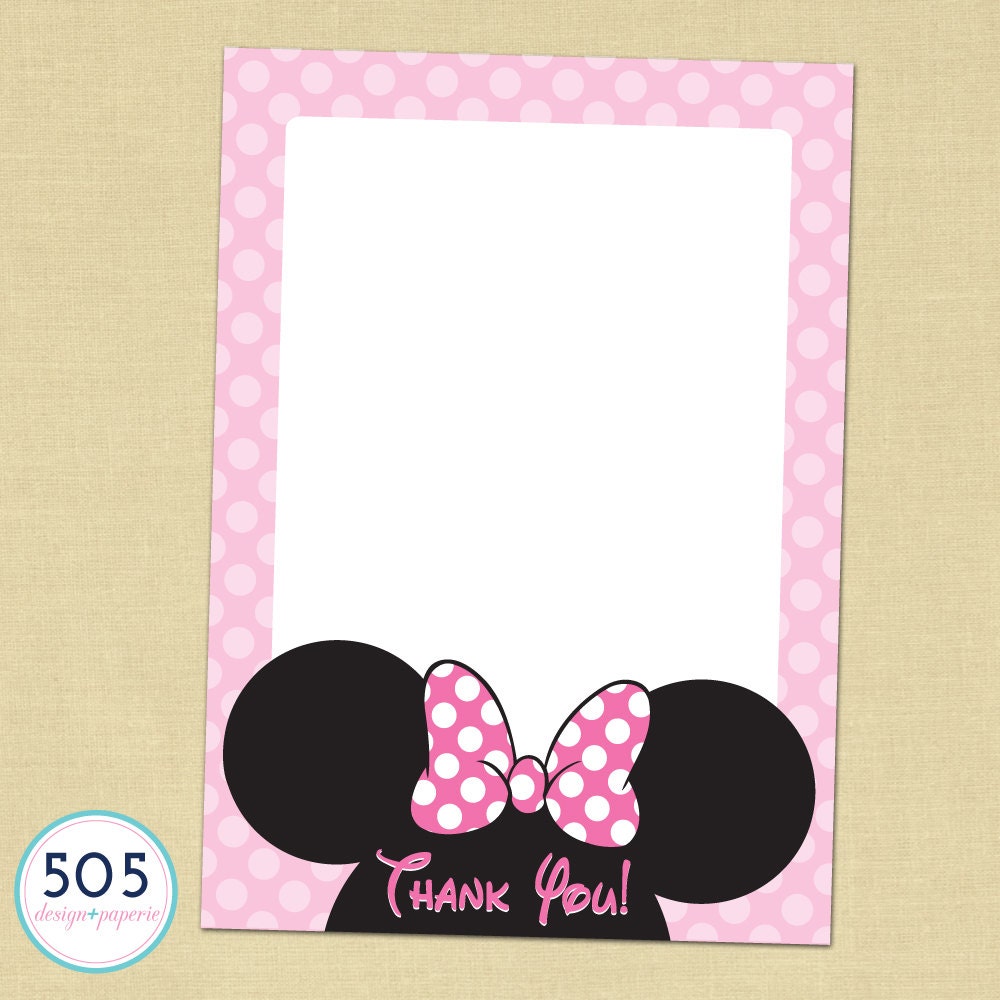 Minnie Mouse Thank You Note Printable File by 505 by 505design