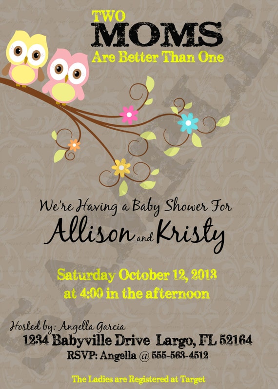 Two Moms Baby Shower Invitations 1