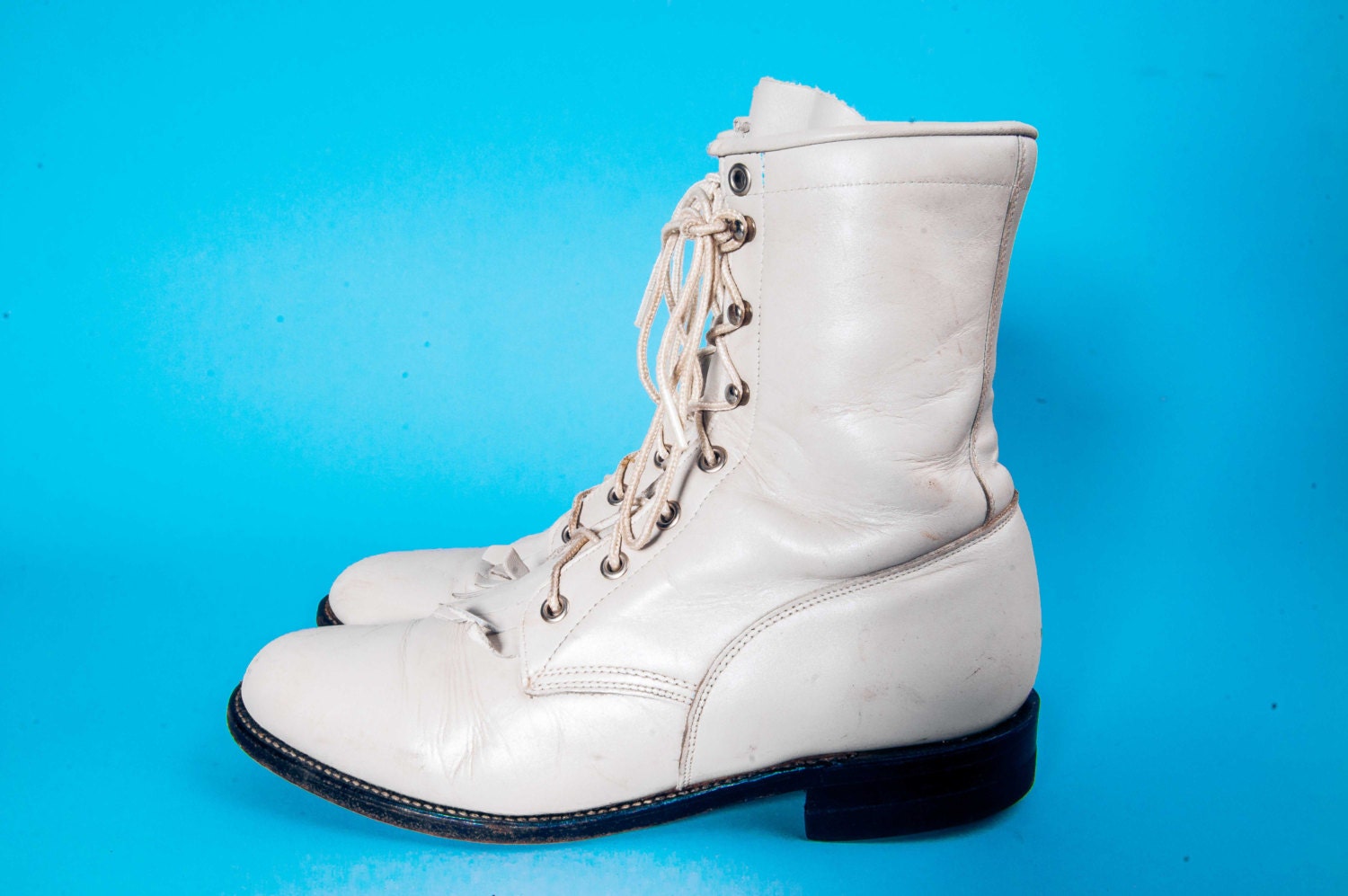 White JUSTIN Lacer Boots Women's Size 8